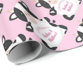 Papier Cadeau Baby shower de vache rose (Coin rond)