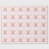 Papier Cadeau Baby shower des Coeurs Rose Ours (Plat)