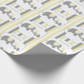 Papier Cadeau Baby shower des éléphants blancs, jaunes et gris (Coin)