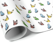 Papier Cadeau Baby shower d'été de papillon blanc délicat (Coin rond)