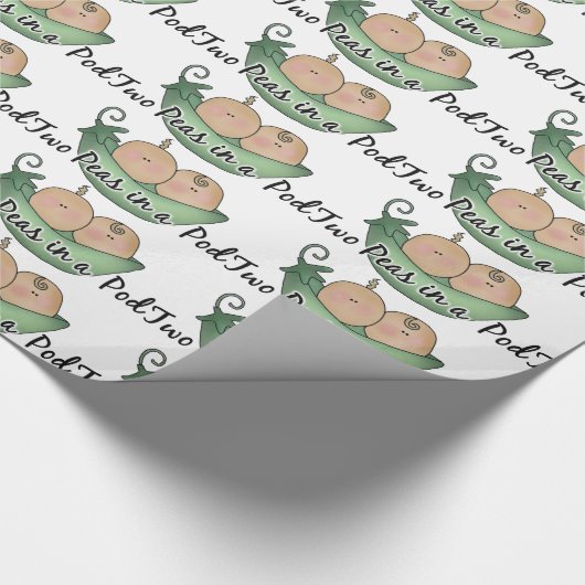 Papier Cadeau baby shower Deux pois dans un papier d'emballage P (Coin)
