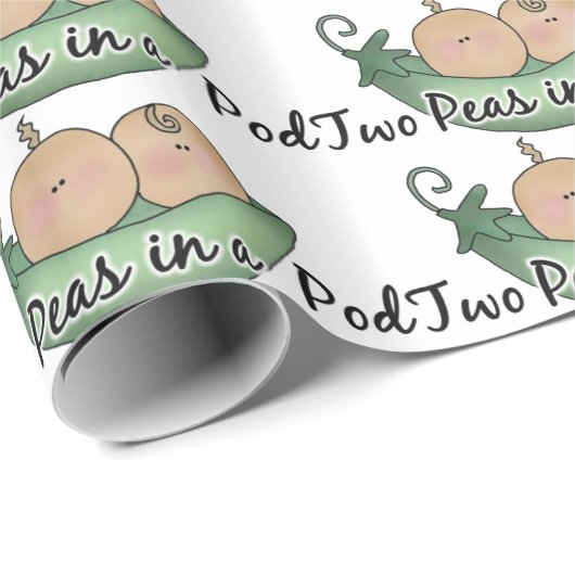 Papier Cadeau baby shower Deux pois dans un papier d'emballage P (Coin rond)