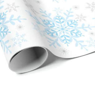 Papier Cadeau Baby shower d'hiver en argent bleu