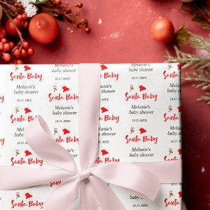 Papier Cadeau Baby shower d'hiver père Noël Baby Christmas