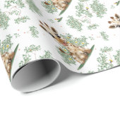 Papier Cadeau Baby shower d'oiseaux girafe (Coin rond)