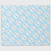 Papier Cadeau Baby shower d'ours bleu polaire (Plat)