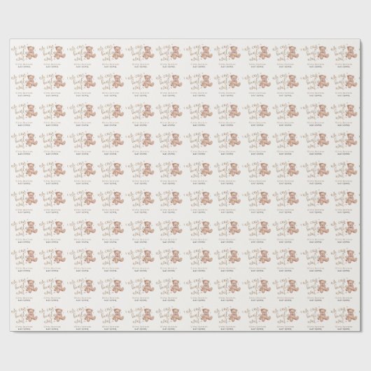 Papier Cadeau Baby shower d'ours en peluche simple (Plat)