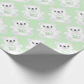 Papier Cadeau Baby shower d'ours polaire vert (Coin)