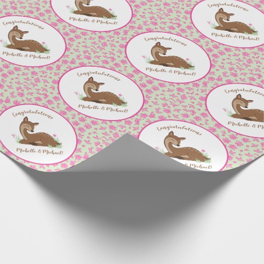 Papier Cadeau Baby shower du cerf Animaux des bois (Coin)
