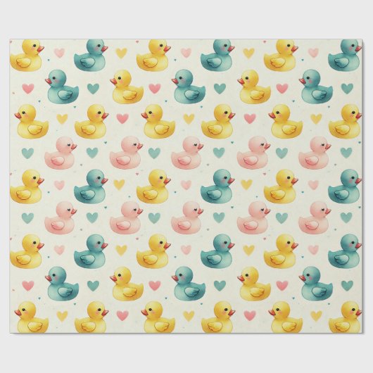 Papier Cadeau Baby Shower Duck Pattern Wrapping Paper (Plat)