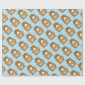 Papier Cadeau Baby shower écossais de vache Highland Blue (Plat)