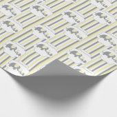 Papier Cadeau Baby shower Eléphants blanc, gris et jaune (Coin)