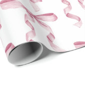 Papier Cadeau Baby shower en ruban rose Aquarelle (Coin rond)