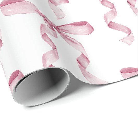 Papier Cadeau Baby shower en ruban rose Aquarelle (Coin rond)