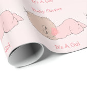 Papier Cadeau Baby Shower Fille (Coin rond)