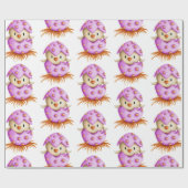 Papier Cadeau Baby shower fille d'éclosion d'oiseaux rose mignon (Plat)