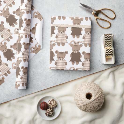 Papier Cadeau Baby shower fille ours en peluche (Artisanat)