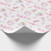Papier Cadeau Baby shower fille rose (Coin)