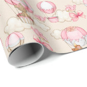Papier Cadeau Baby shower fille rose (Coin rond)