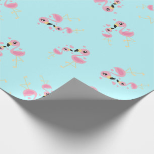 Papier Cadeau Baby shower Flamant rose rose