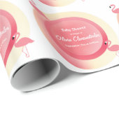 Papier Cadeau Baby shower Flamant rose rose | Papier d'enrobage (Coin rond)