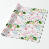 Papier Cadeau Baby shower Flamants roses rose PixDezines (Déroulé)