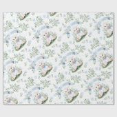 Papier Cadeau Baby shower floral bleu d'agneau (Plat)