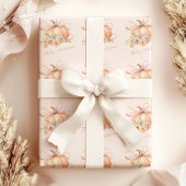 Papier Cadeau Baby shower Floral Citrouille Bow