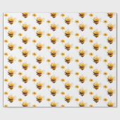 Papier Cadeau Baby shower Floral d'Abeille mignonne (Plat)