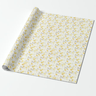 Papier Cadeau Baby Shower Floral Jaune de Mariée