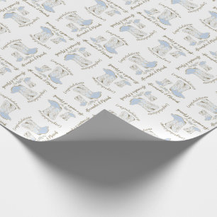 Papier Cadeau Baby shower français de Bulldog Frenchie Blue