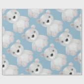 Papier Cadeau Baby shower Garçon bleu Ours aquarelle (Plat)