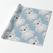 Papier Cadeau Baby shower Garçon bleu Ours aquarelle (Déroulé)