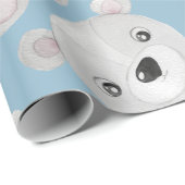 Papier Cadeau Baby shower Garçon bleu Ours aquarelle (Coin rond)