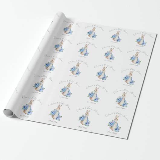 Papier Cadeau Baby shower garçon Blue Peter Rabbit (Déroulé)