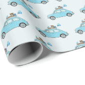 Papier Cadeau Baby shower garçon Fiat 500 (Coin rond)