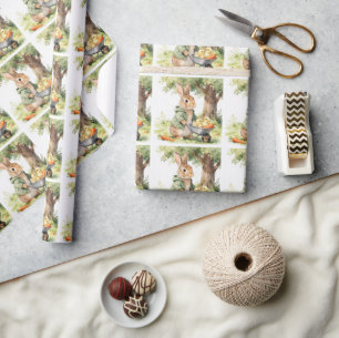 Papier Cadeau Baby Shower Lapin de Bois