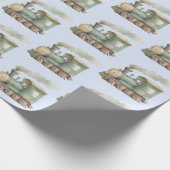Papier Cadeau Baby shower mignon train, bébé jouet (Coin)