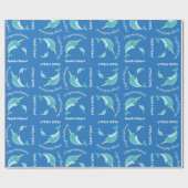 Papier Cadeau Baby shower Narwhal Blue Boy Whale (Plat)