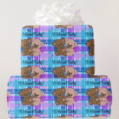 Papier Cadeau Baby shower neutre selon le sexe Nounours de texte