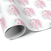 Papier Cadeau Baby shower octopus rose mignon (Coin rond)