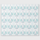 Papier Cadeau Baby shower ou enveloppe bleue d'aqua de nom de (Plat)