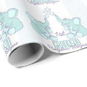 Papier Cadeau Baby shower ou enveloppe bleue d'aqua de nom de (Coin rond)