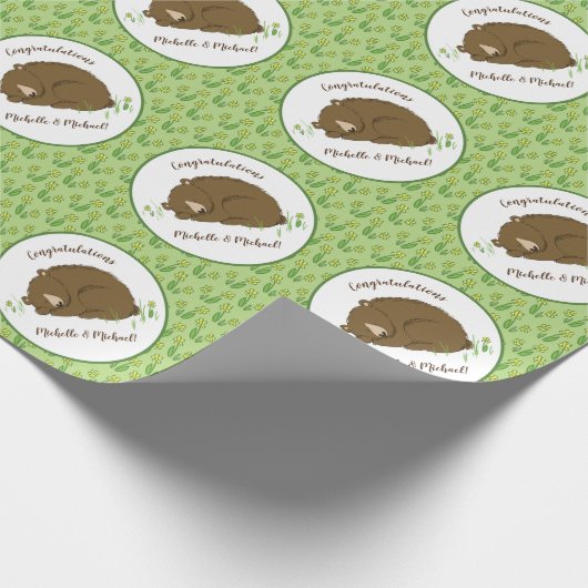 Papier Cadeau Baby shower Ours Brown Animaux de forêt (Coin)