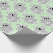 Papier Cadeau Baby shower Ours Koala Vert (Coin)