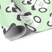Papier Cadeau Baby shower Ours Panda Vert (Coin rond)