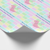 Papier Cadeau Baby shower Pastel Ajouter un nom Genre Dino incon (Coin)