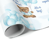 Papier Cadeau Baby shower Personnaliser Texte & Nom Teddy Bear B (Coin rond)