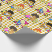 Papier Cadeau Baby shower Plaid Jaune couleur rétro (Coin)