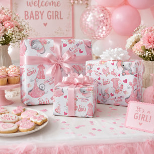 Papier Cadeau Baby shower pour bébé fille adorable & Cadeau pour